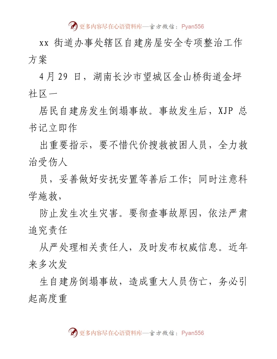 [工作方案] 自建房屋安全整治 - 自建房屋安全专项整治工作方案.docx_第1页