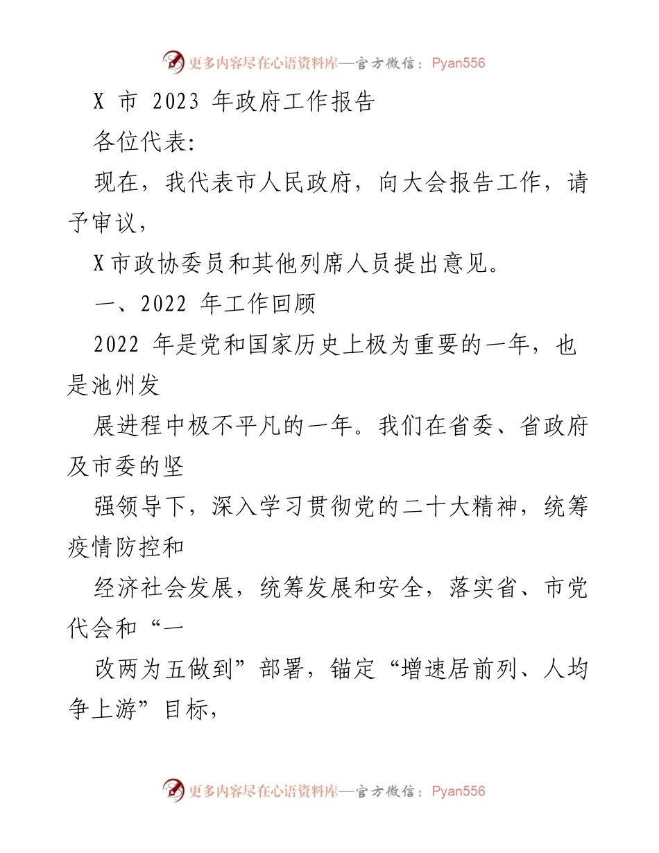 [工作报告] 政府会议 - X市2023年政府工作回顾与发展展望.docx_第1页