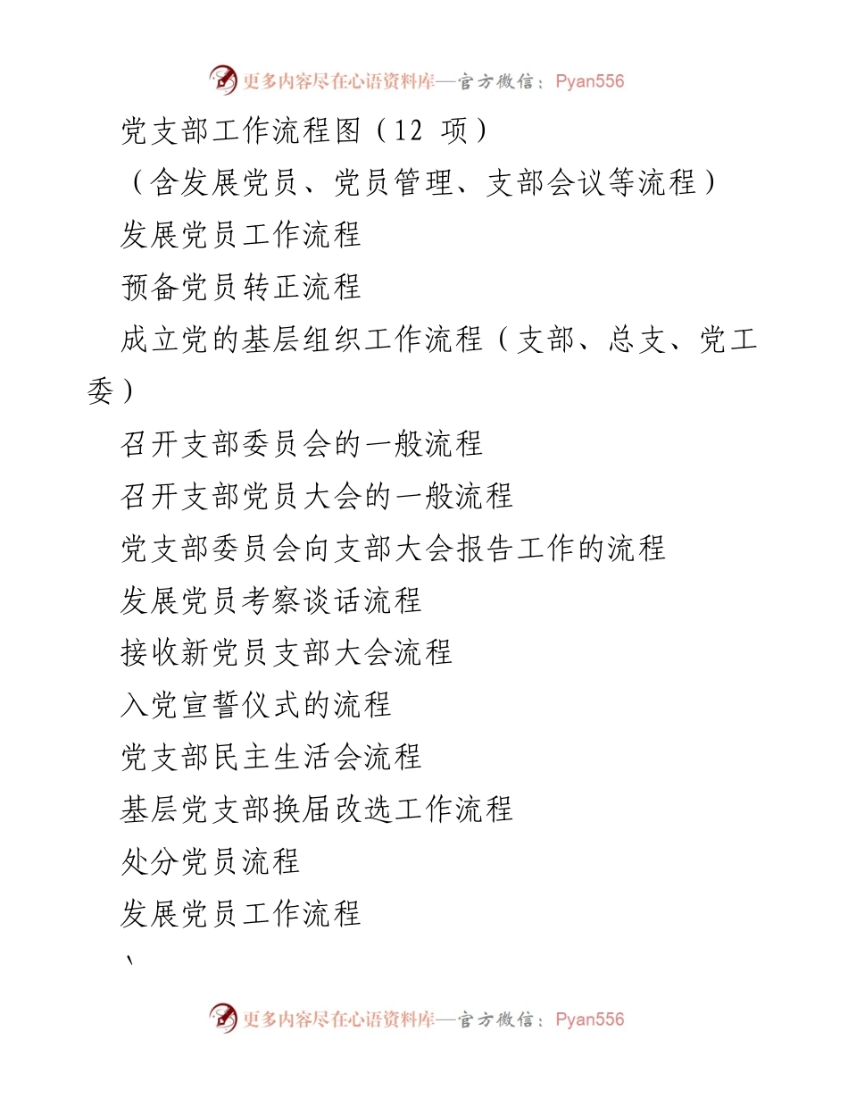 [工作流程图] 党支部工作 - 党支部工作流程汇总.docx_第1页