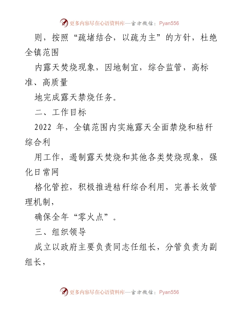 [工作方案] 镇政府会议 - 2022年xx镇露天焚烧禁烧工作方案.docx_第2页