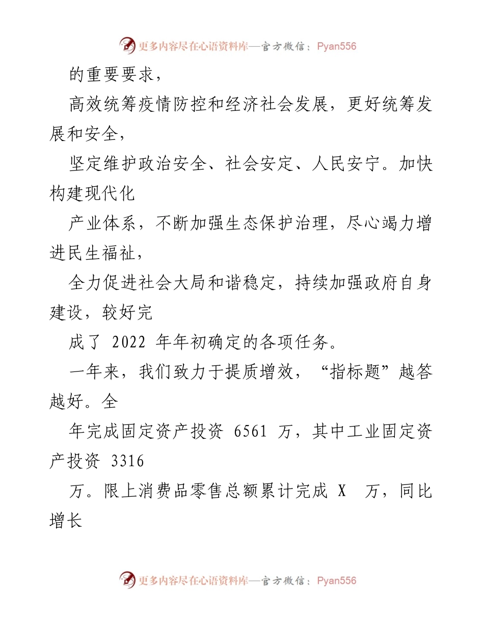 [工作报告] 镇政府大会 - 2023年XX镇政府工作总结报告_1.docx_第2页