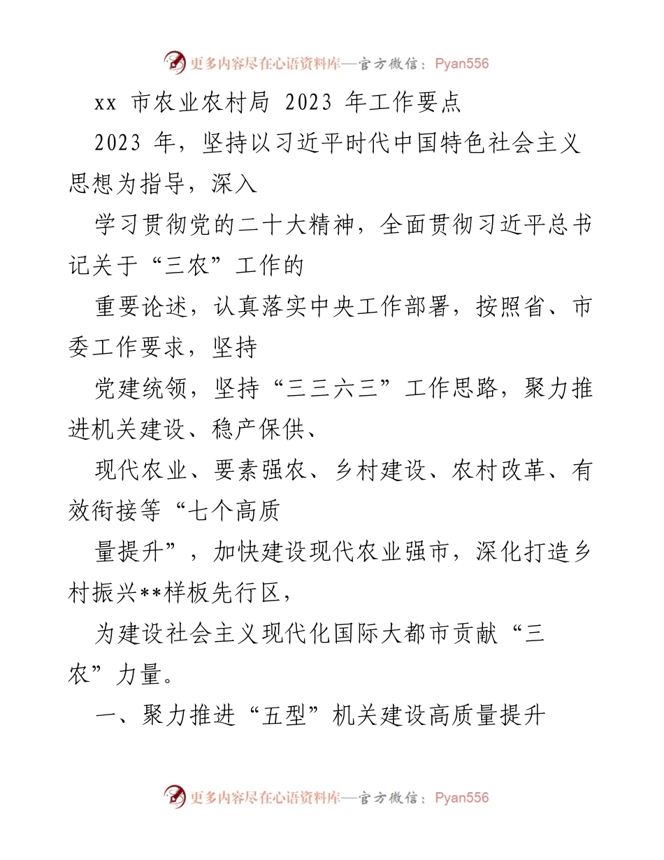 [工作要点] 农业农村局 - 2023年农业农村局工作要点与实施策略.docx_第1页