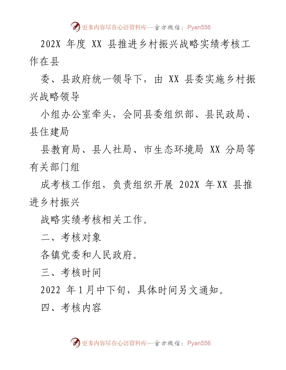 [工作方案] 乡村振兴 - 202X年度XX县乡村振兴战略实绩考核工作方案.docx_第2页