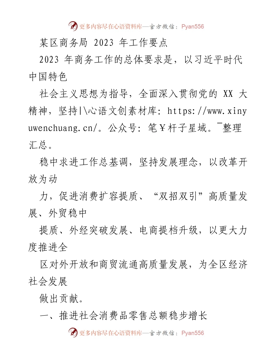 [工作要点] 商务局会议 - 2023年商务工作要点及发展策略.docx_第1页