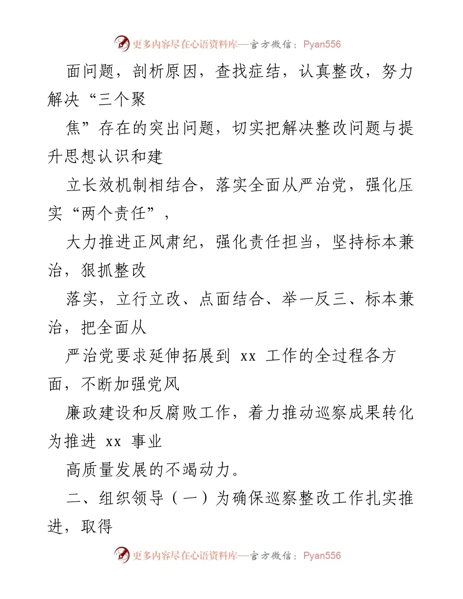 [工作方案] 巡察整改 - 落实巡察反馈意见整改工作方案.docx_第2页