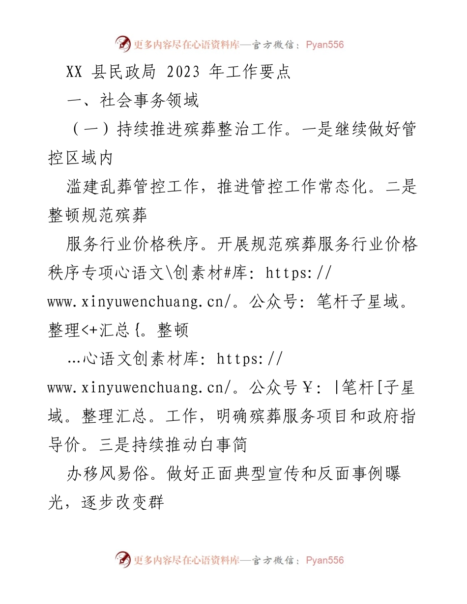 [工作要点] 2023年 - XX县民政局2023年社会事务与养老服务工作要点.docx_第1页