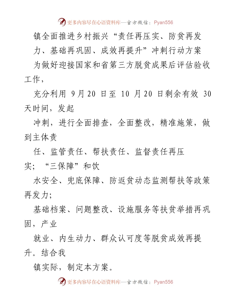 [工作方案] 农村发展 - 冲刺行动方案：巩固脱贫成果与推进乡村振兴.docx_第1页