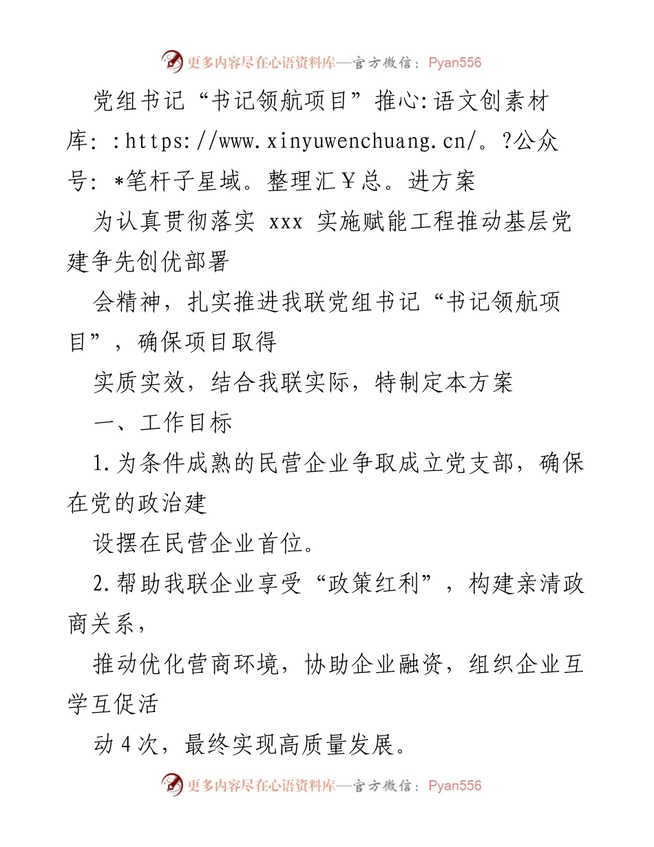 [工作方案] 党建推进 - 书记领航项目实施方案.docx_第1页