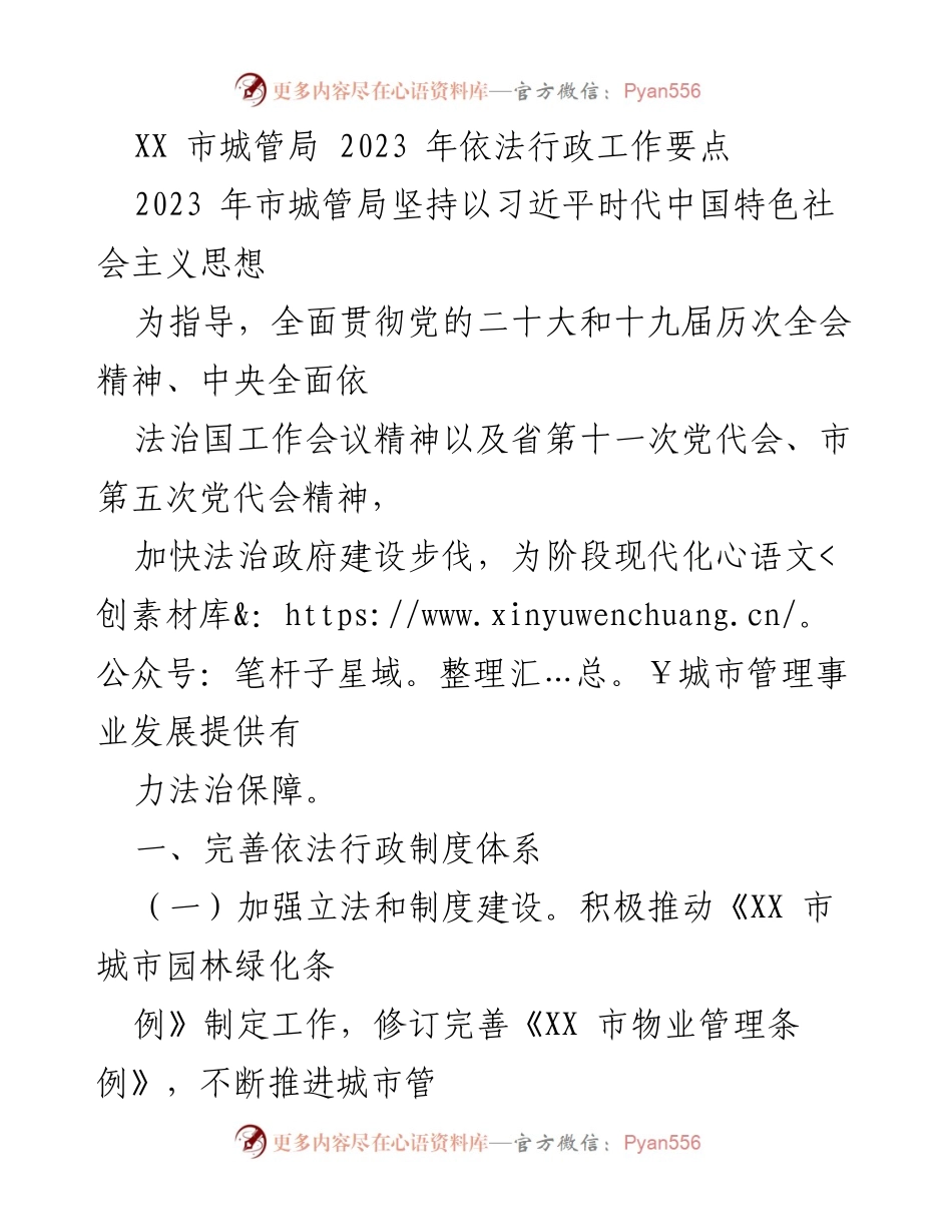 [工作要点] 城管局 - 2023 年依法行政工作要点总结.docx_第1页