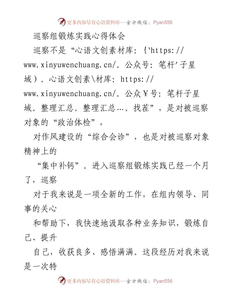 [心得体会] 巡察工作 - 巡察实践中的成长与收获.docx_第1页