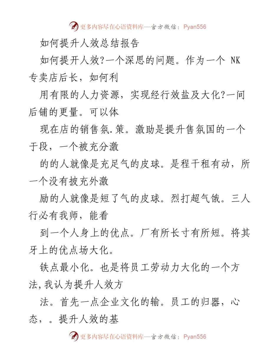 [总结报告] 专卖店管理 - 如何提升人效的有效策略.docx_第1页