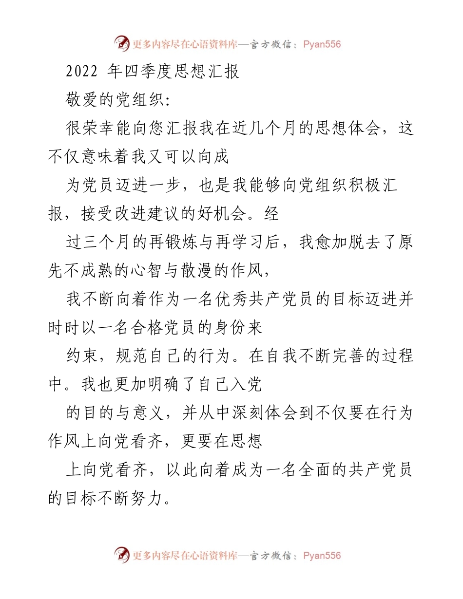 [思想汇报] 四季度 - 追求卓越：我的党员成长之路.docx_第1页