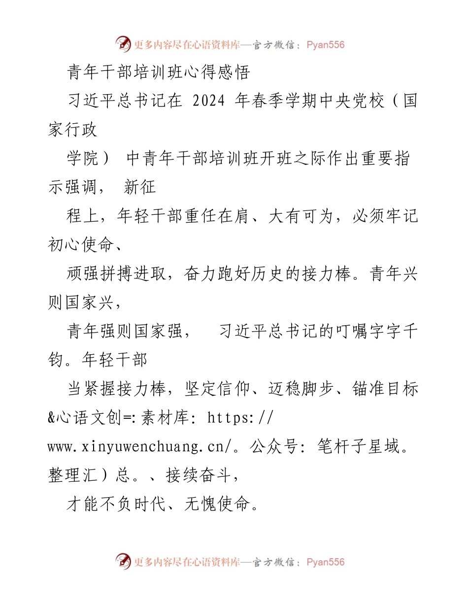 [心得体会] 青年干部培训班 - 坚定信仰、实干担当：青年干部的使命与责任.docx_第1页