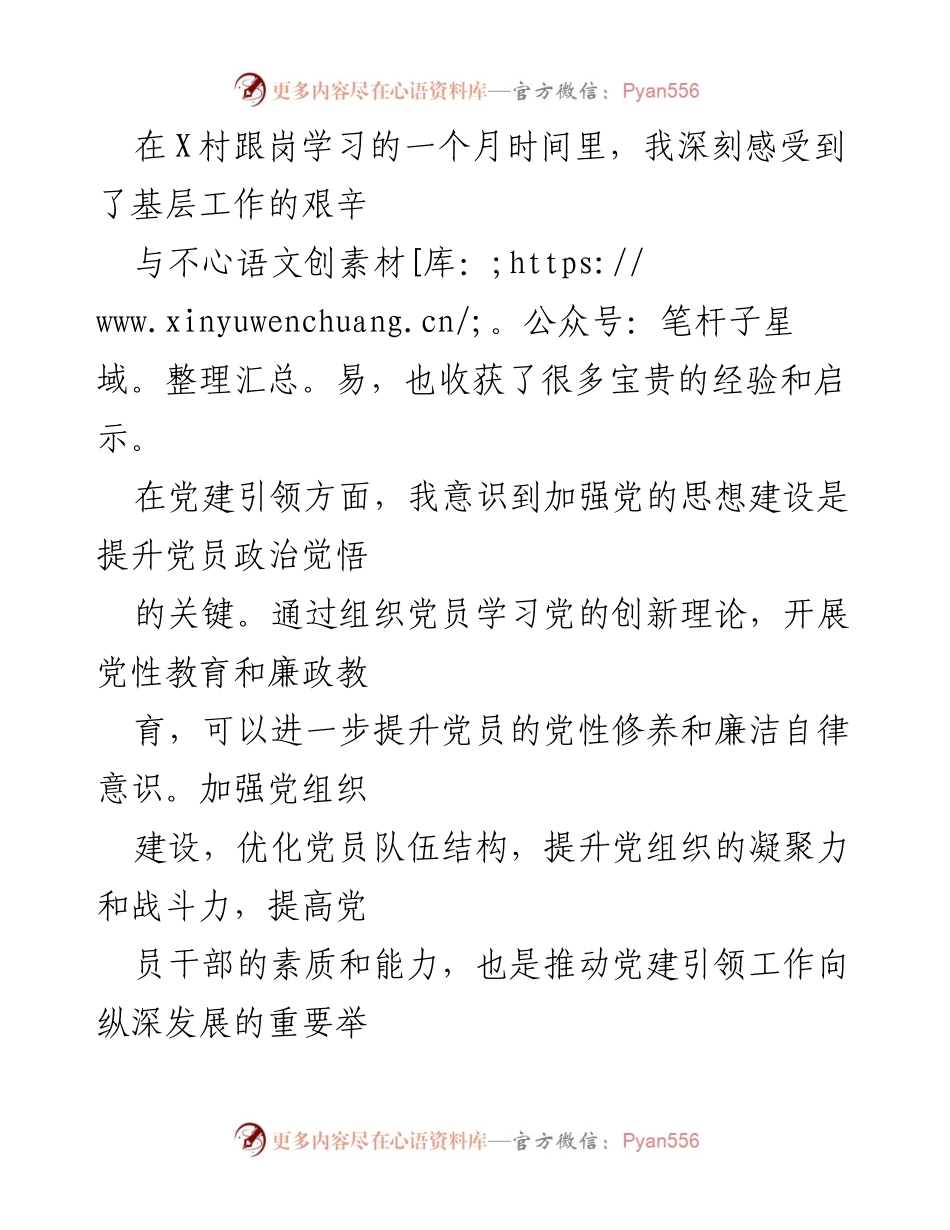 [心得体会] 跟岗学习 - 深入基层：X村跟岗学习的启示与反思.docx_第2页