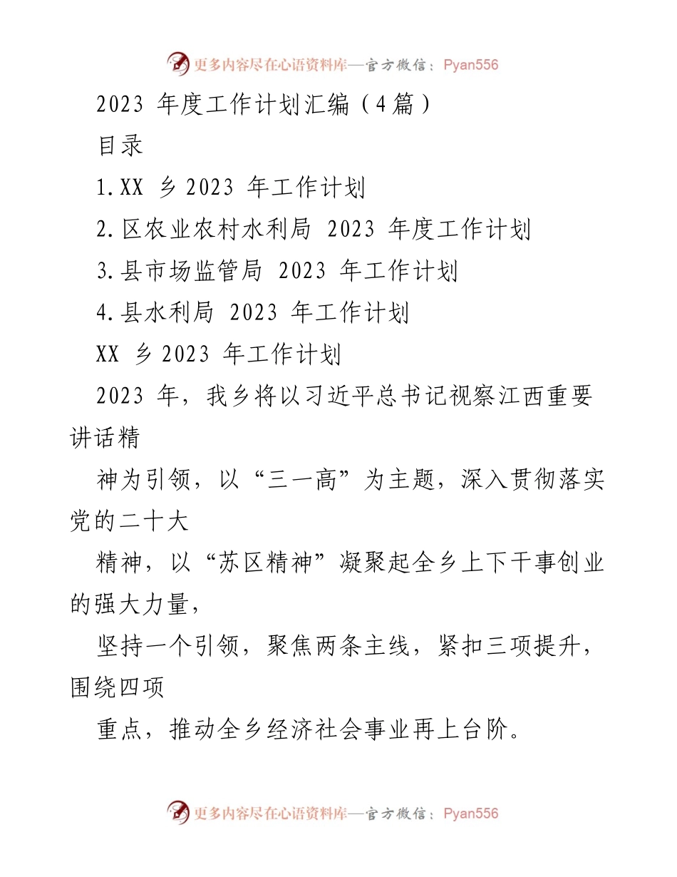 [工作计划] 乡镇年度会议 - 2023年XX乡工作计划概述.docx_第1页