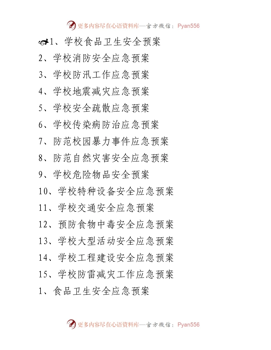 [应急预案] 学校安全管理 - 学校食品卫生安全应急预案.docx_第1页