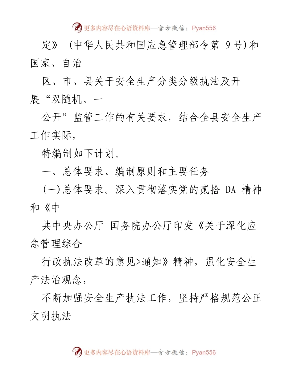 [工作计划] 县应急管理局 - 2023年度安全生产监管执法工作计划.docx_第2页