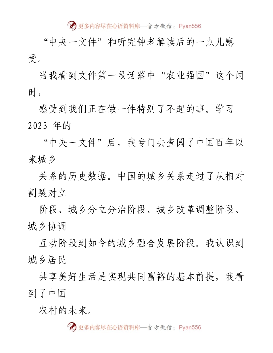 [心得体会] 学习交流 - 深入理解2023年中央一文件的乡村振兴战略.docx_第2页