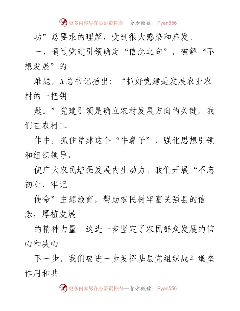 [心得体会] 主题教育读书班 - 党建引领乡村振兴的实践探索.docx_第2页