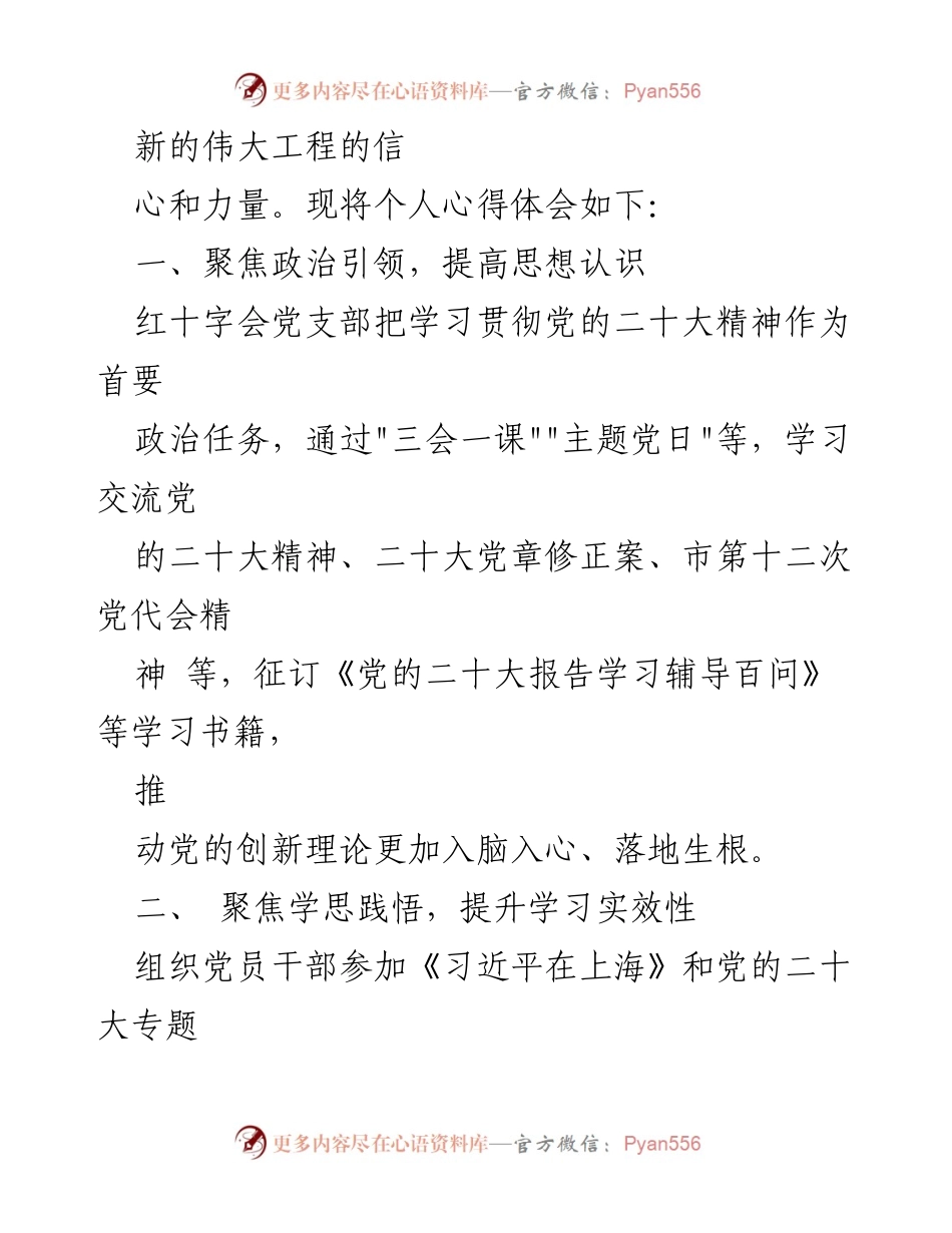 [心得体会] 学习贯彻党的二十大精神一周年 - 深入学习党的二十大精神，坚定信念与实践结合.docx_第2页