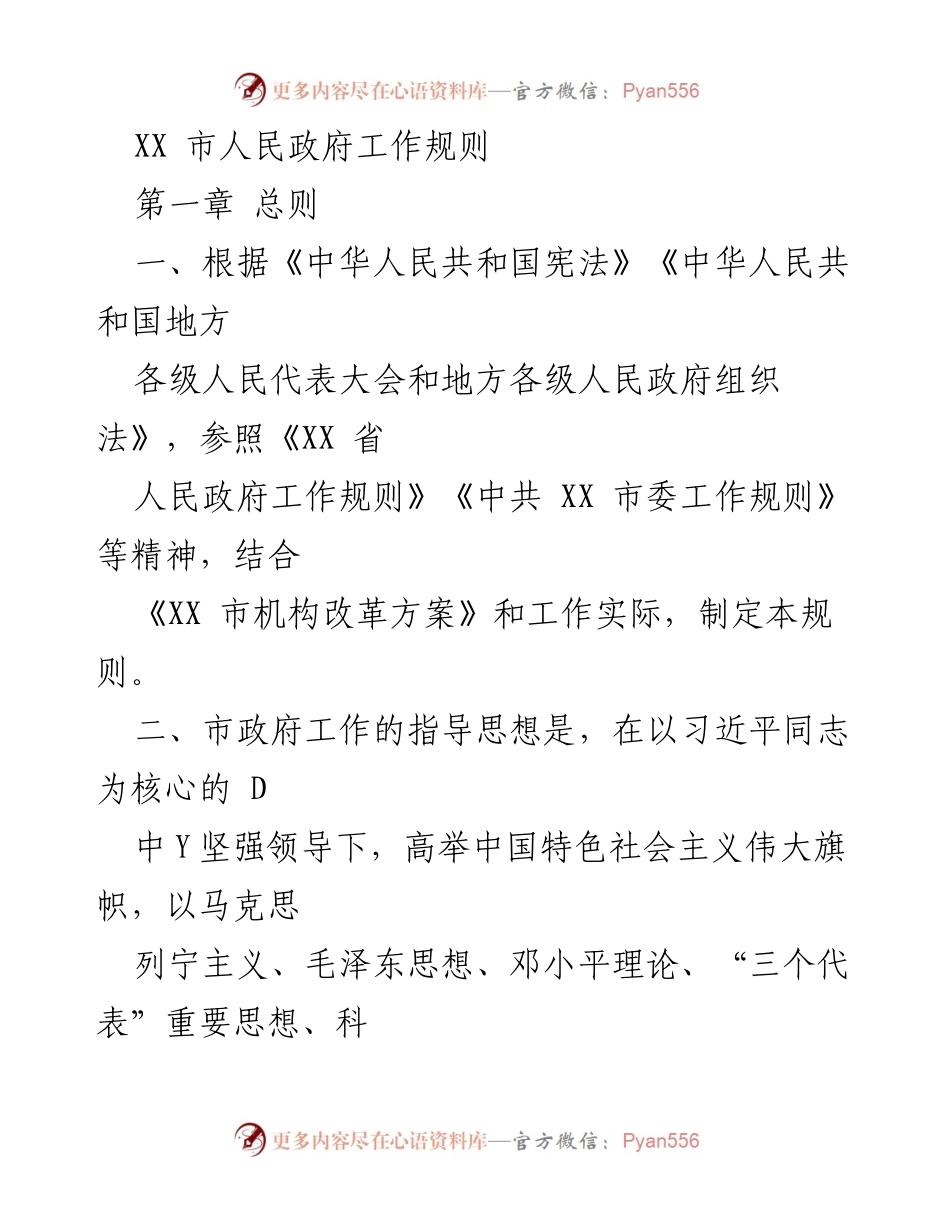 [工作规则] 政府机构 - XX市人民政府工作规则.docx_第1页