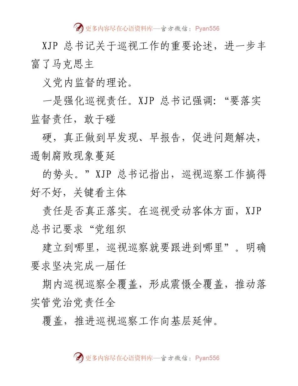 [心得体会] 学习交流 - 深入理解XJP总书记关于巡视工作的论述与实践.docx_第2页