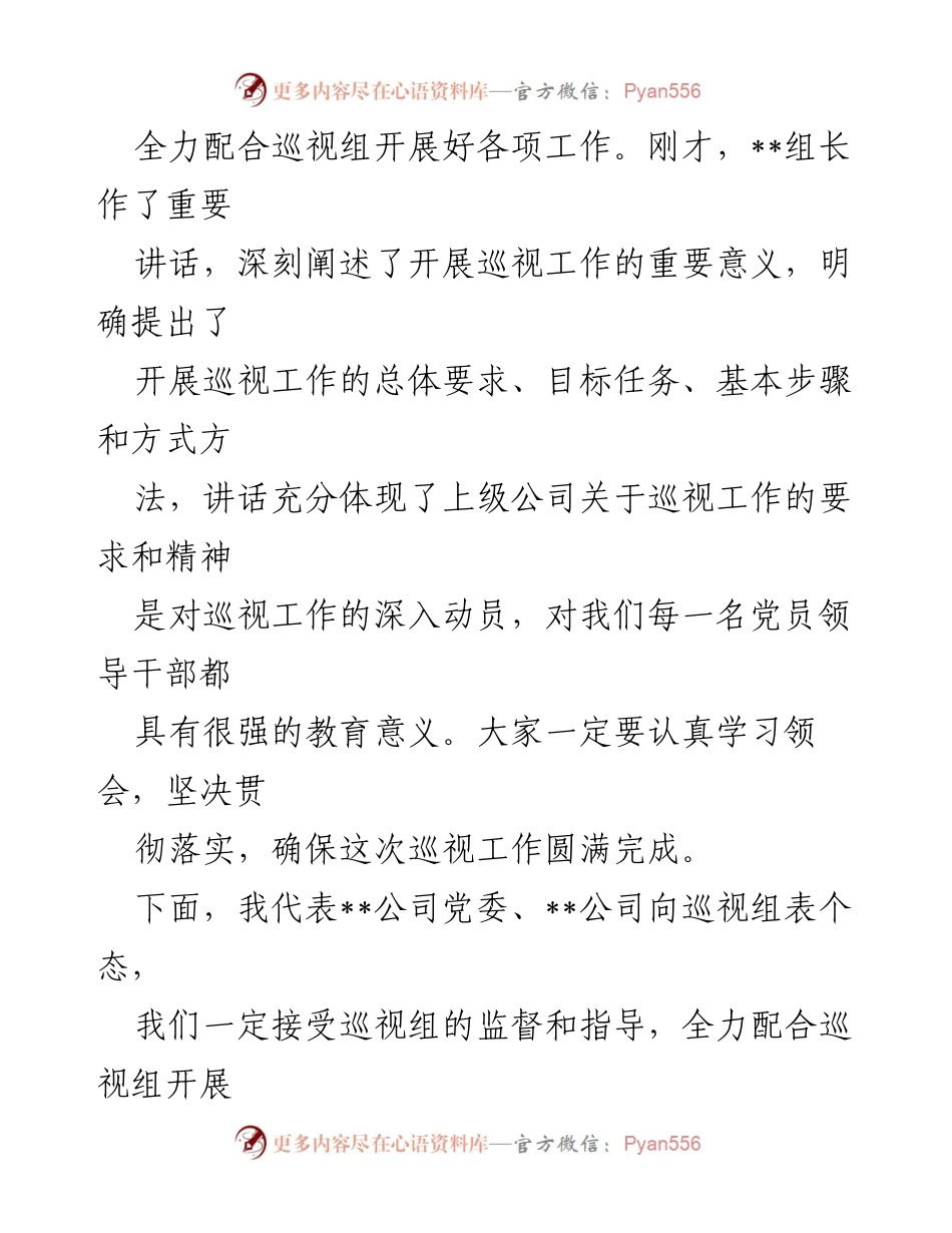 [总结报告] 党委专题组织生活会 - 公司巡视工作动员会总结报告.docx_第2页
