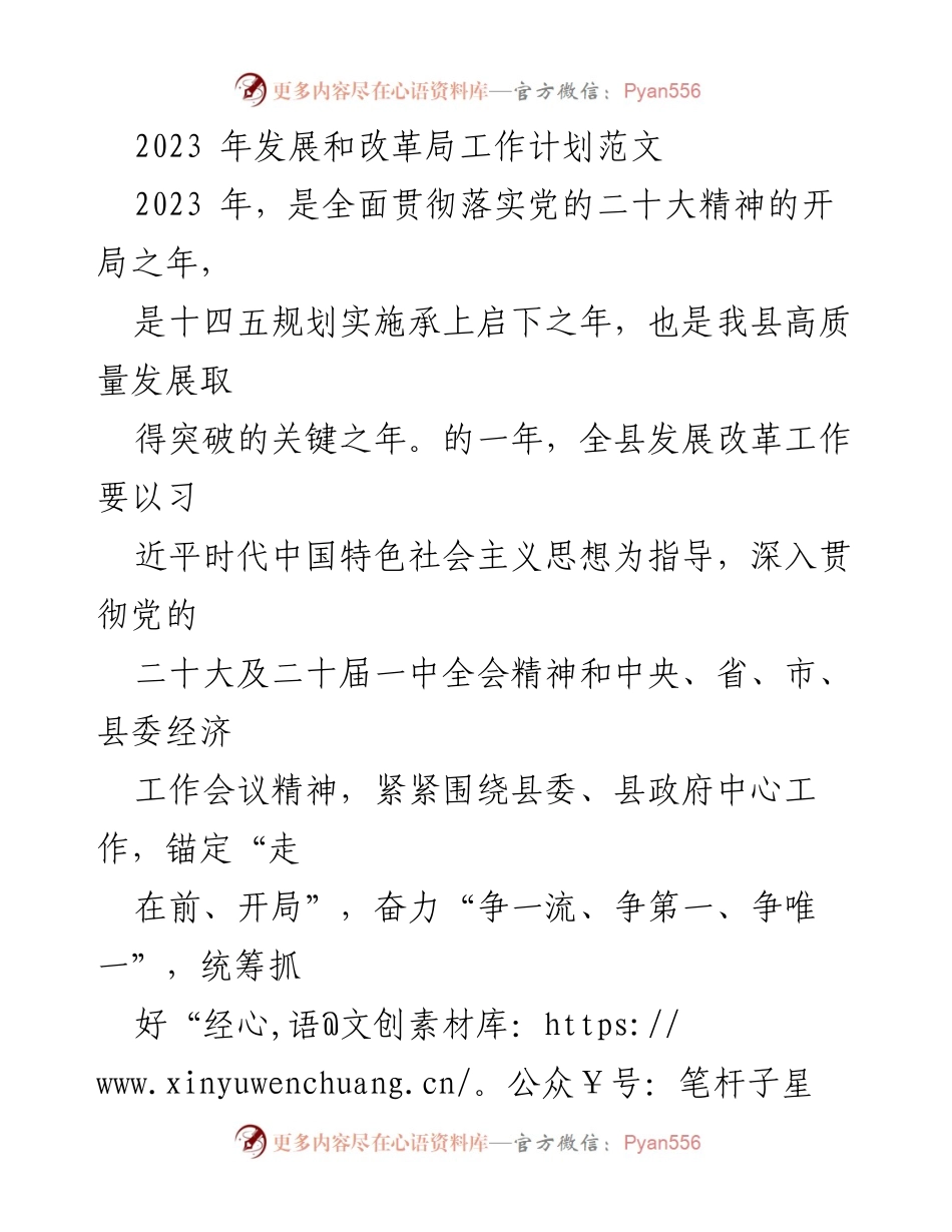 [工作计划] 发展改革局 - 2023年发展改革局工作计划概述.docx_第1页