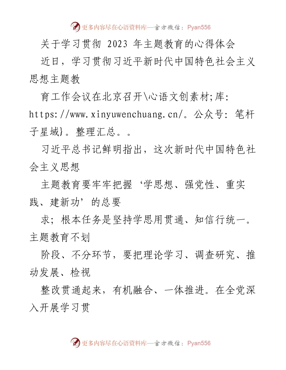 [心得体会] 主题教育工作会议 - 坚定信念，锤炼内功：年轻干部学习贯彻习近平新时代中国特色社会主义思想的体会.docx_第1页