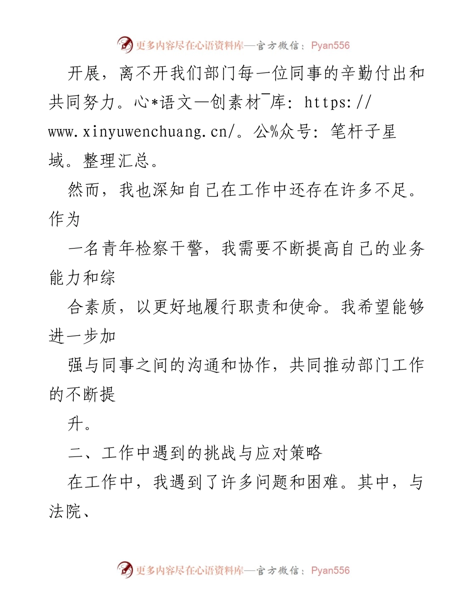 [思想汇报] 检察干警 - 反思与成长：检察干警的责任与挑战.docx_第2页