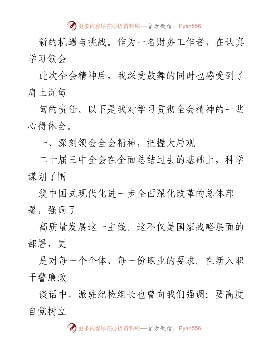 [心得体会] 学习会议精神 - 财务工作者学习贯彻党的二十届三中全会心得体会.docx_第2页