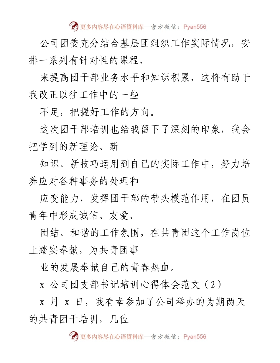 [心得体会] 公司团干部培训 - 团干部培训的深刻启示与自我提升.docx_第2页