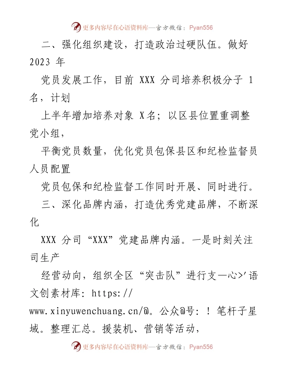 [工作规划] 国企党支部 - 2023年党建工作规划及实施细则.docx_第2页
