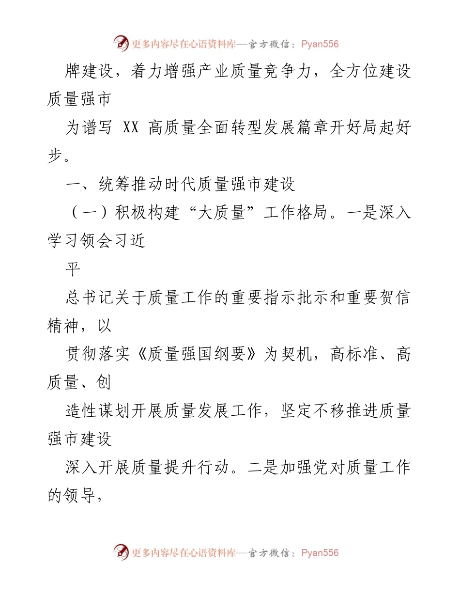 [工作要点] 质量强市建设 - 2023年度某市质量强市工作要点.docx_第2页