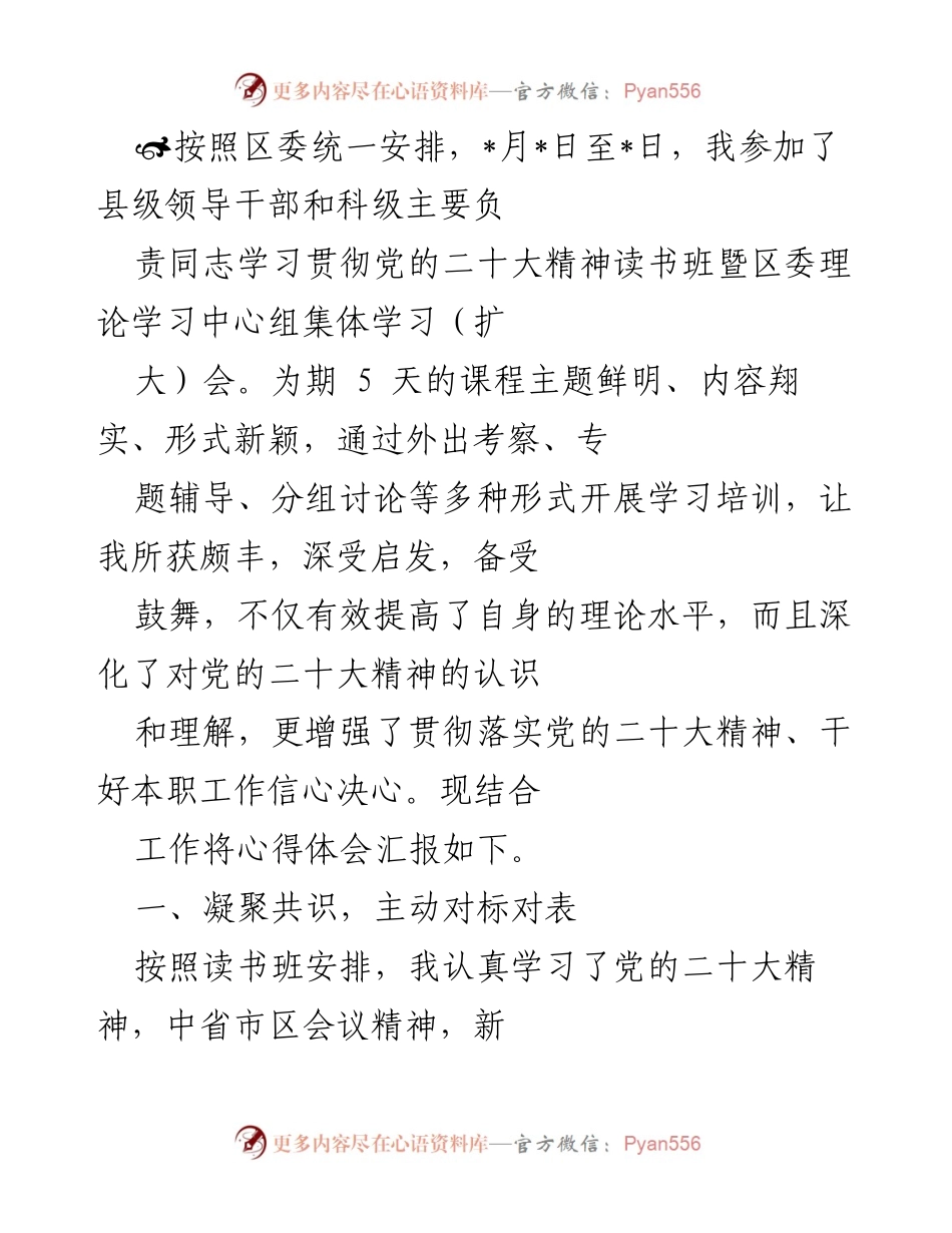 [心得体会] 学习贯彻党的二十大精神读书班 - 深化理论学习，坚定信念决心.docx_第1页