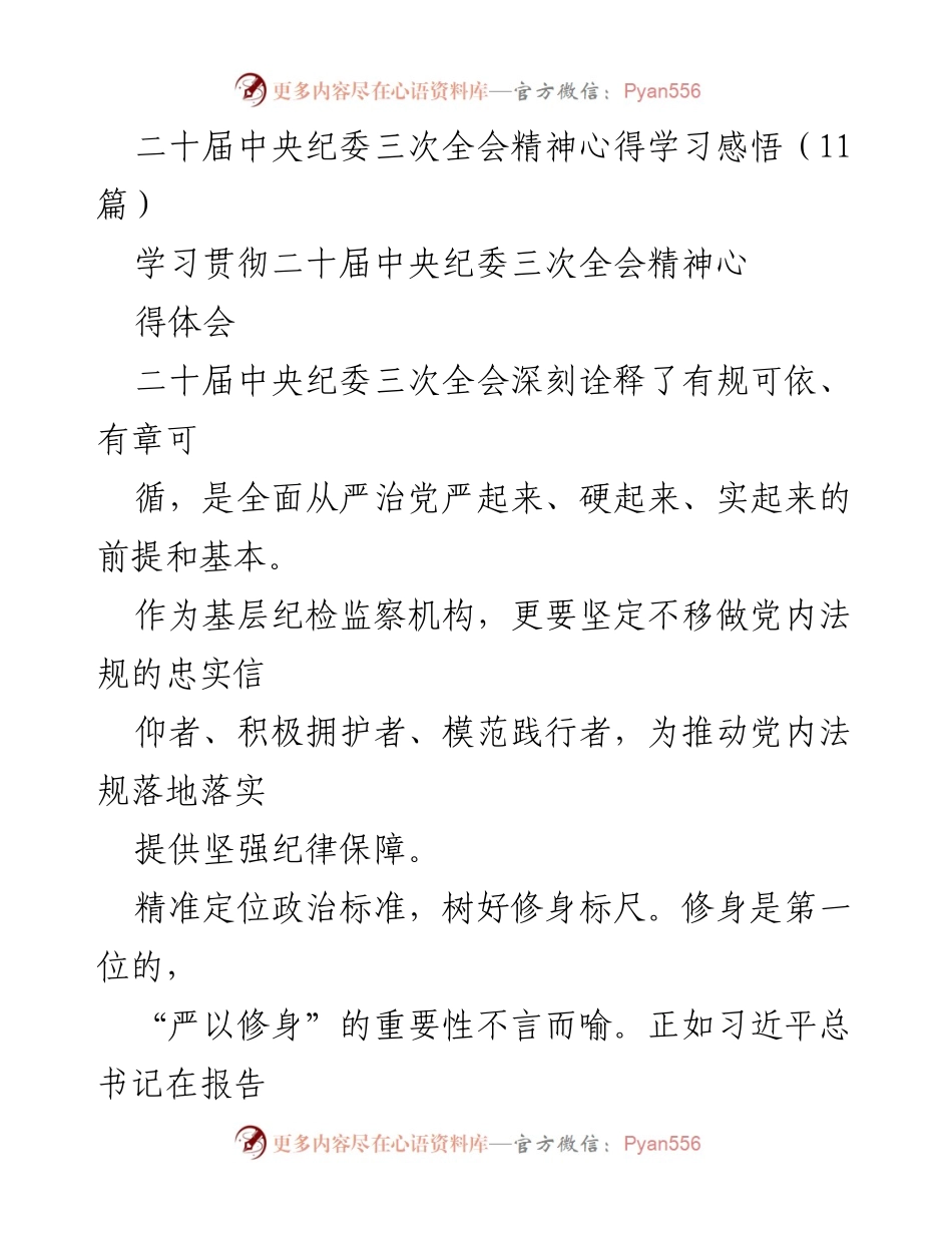 [心得体会] 学习会 - 深入理解二十届中央纪委三次全会精神的实践与体会.docx_第1页