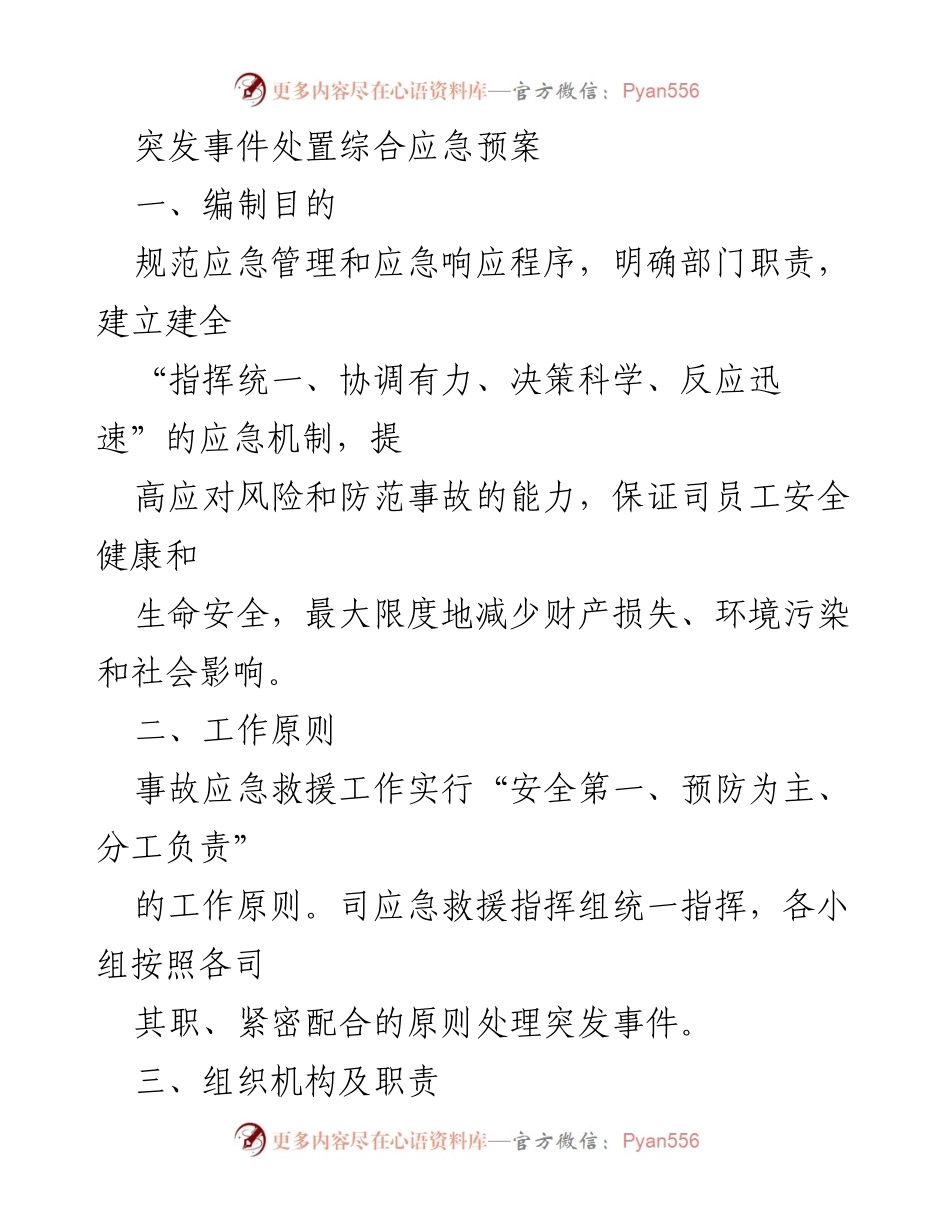 [应急预案] 企业安全管理 - XXXX有限公司突发事件处置应急预案.docx_第2页