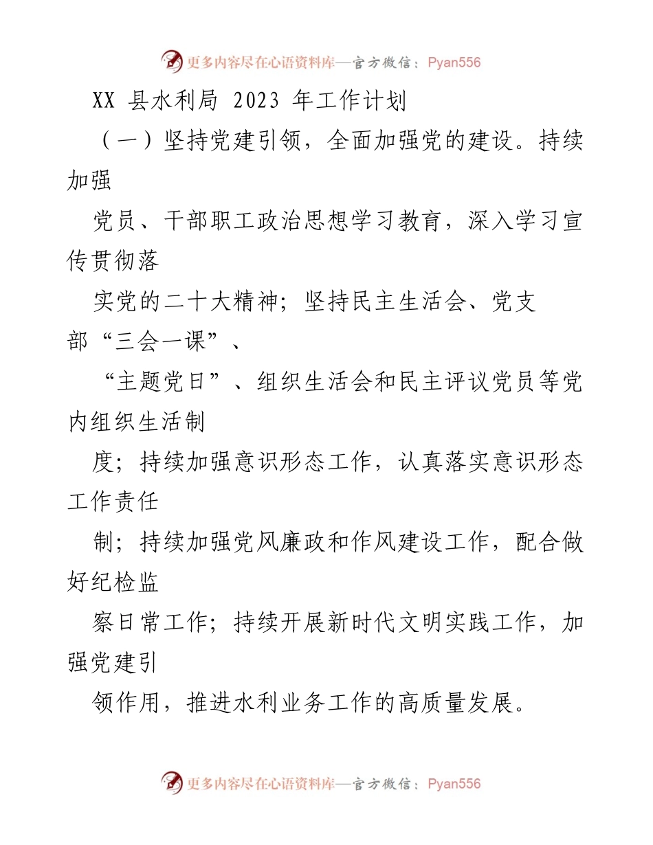 [工作计划] 水利局 - 2023年水利局工作计划与项目建设安排.docx_第1页
