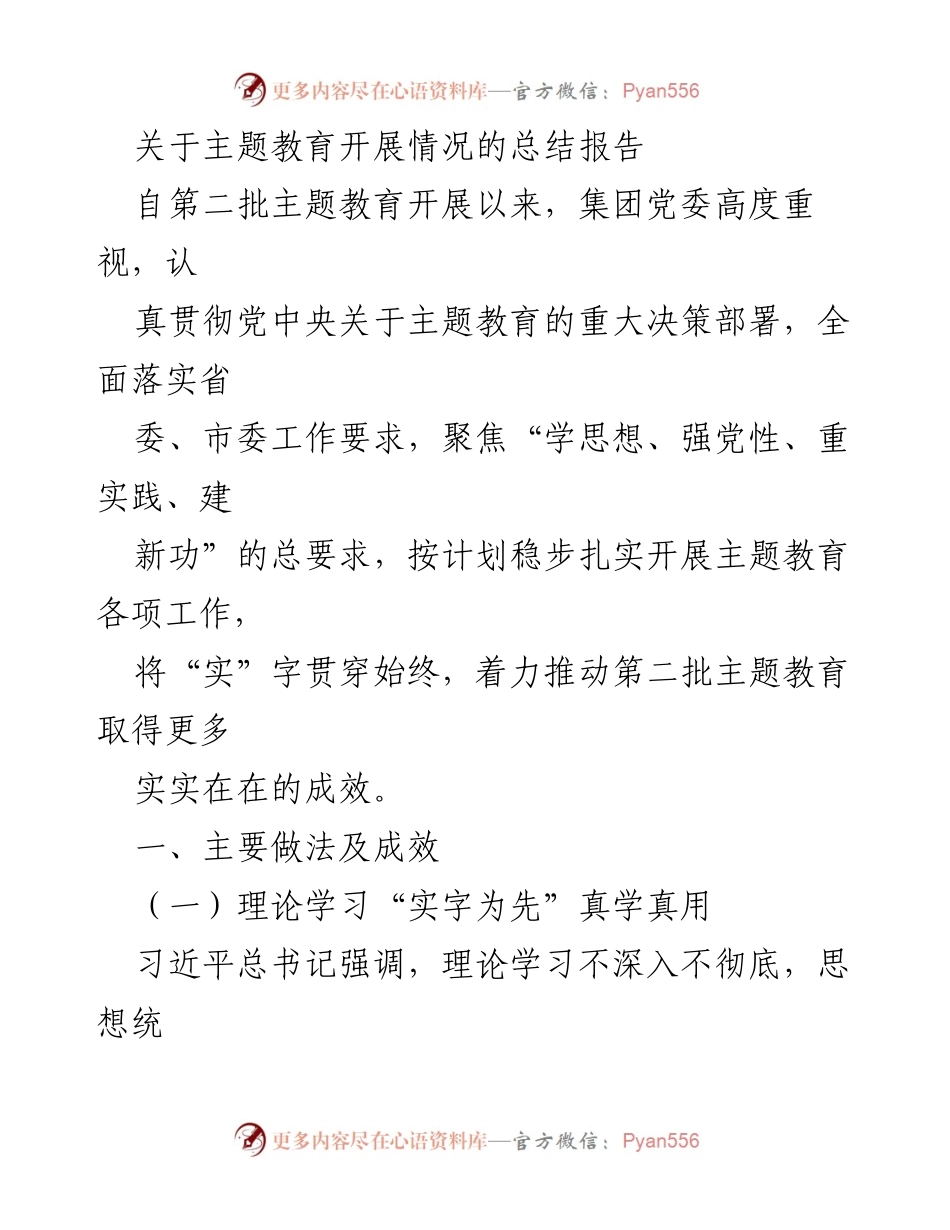 [总结报告] 主题教育 - 第二批主题教育开展情况总结与成效分析.docx_第1页