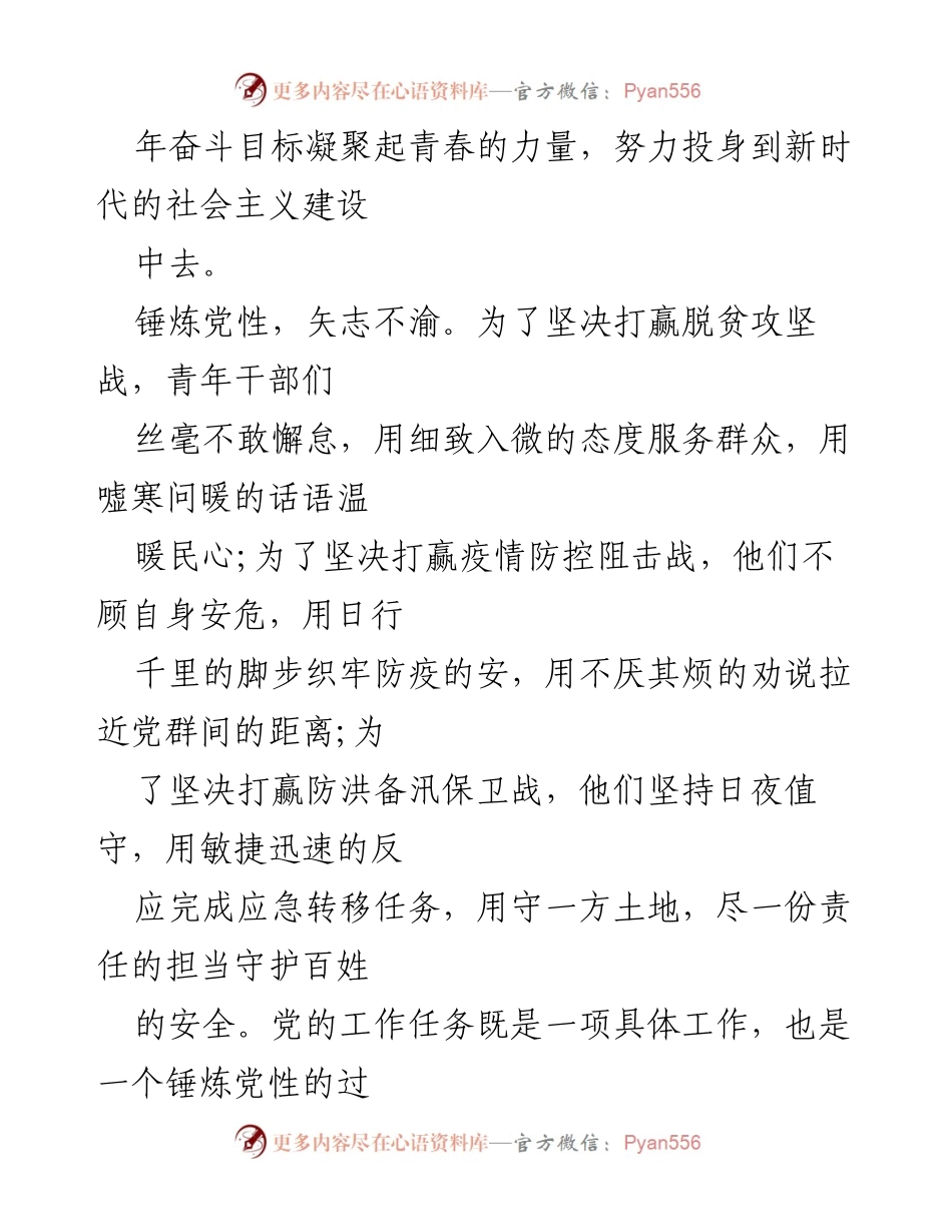 [心得体会] 建党百年庆祝活动 - 坚持初心，砥砺奋进：青年干部的责任与使命.docx_第2页