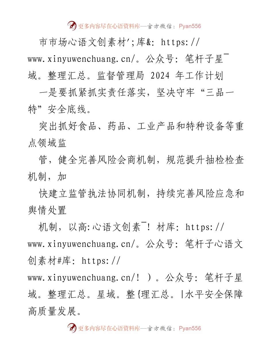 [工作计划] 市市场监督管理局 - 2024年市场监管工作计划概述.docx_第1页
