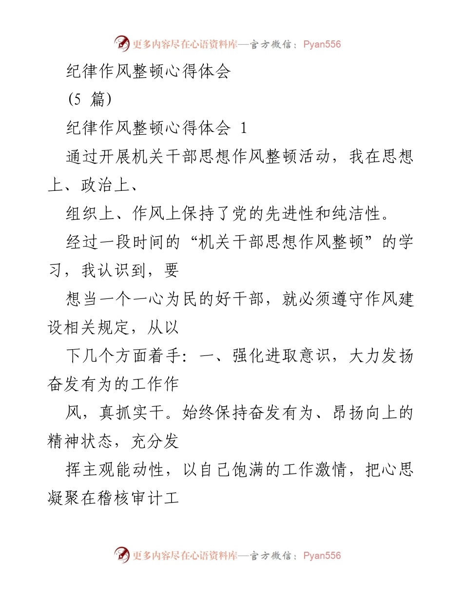 [心得体会] 纪律作风整顿 - 提升干部作风，践行为民宗旨.docx_第1页