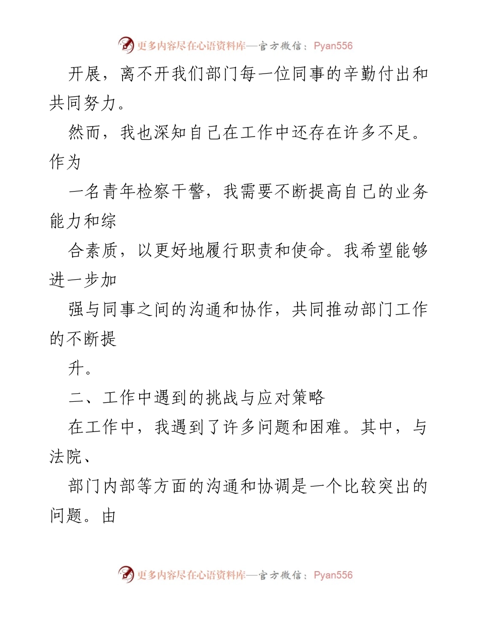 [思想汇报] 检察干警工作总结 - 检察干警的责任与成长反思.docx_第2页