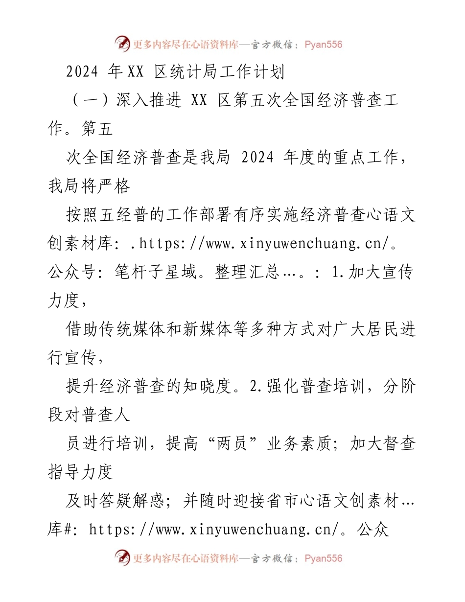 [工作计划] 统计局年度工作会议 - 2024年XX区统计局工作计划及重点任务.docx_第1页