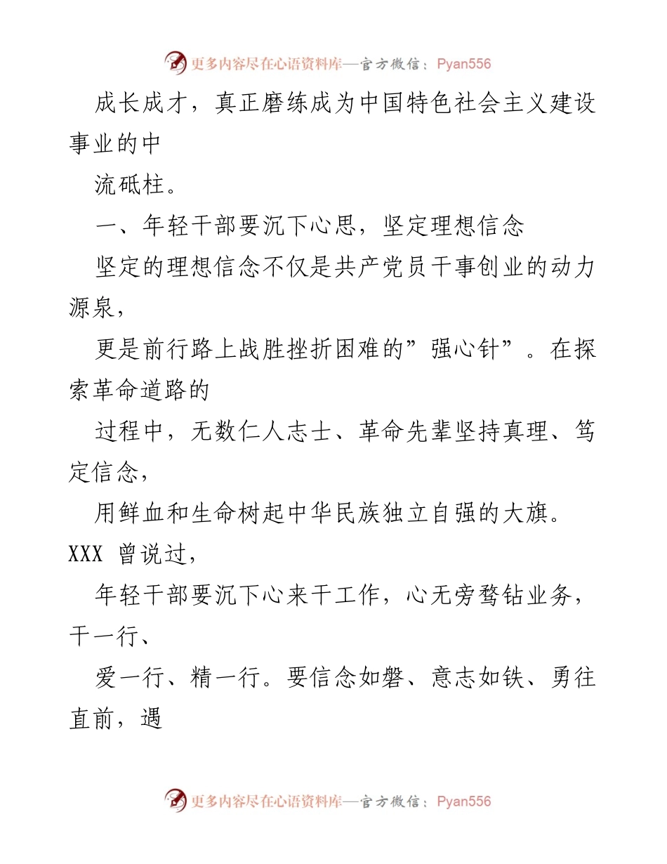 [心得体会] 全国组织部长会议 - 年轻干部的理想信念与为民服务的责任.docx_第2页