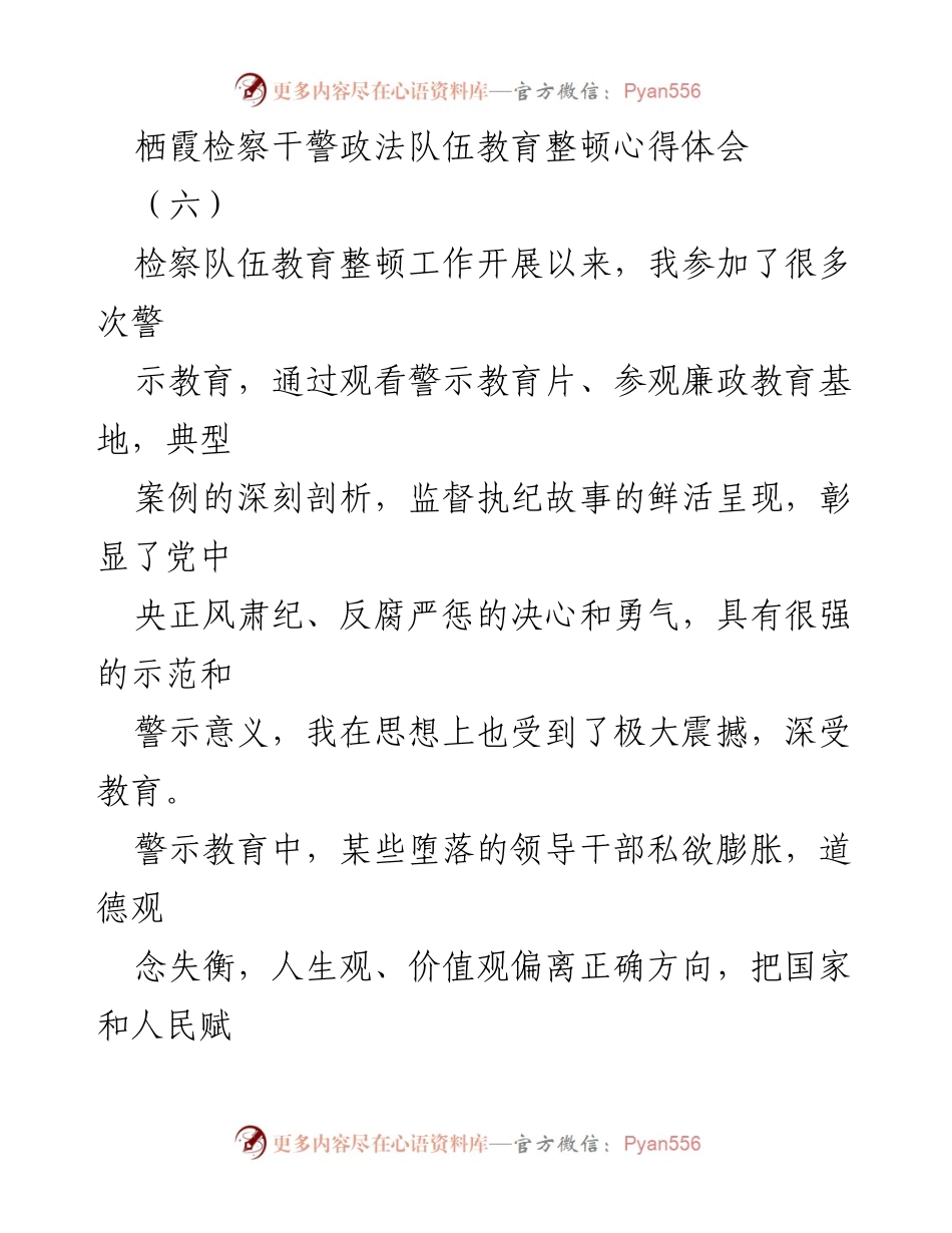 [心得体会] 政法队伍教育整顿 - 深化警示教育，筑牢廉洁从政思想.docx_第1页