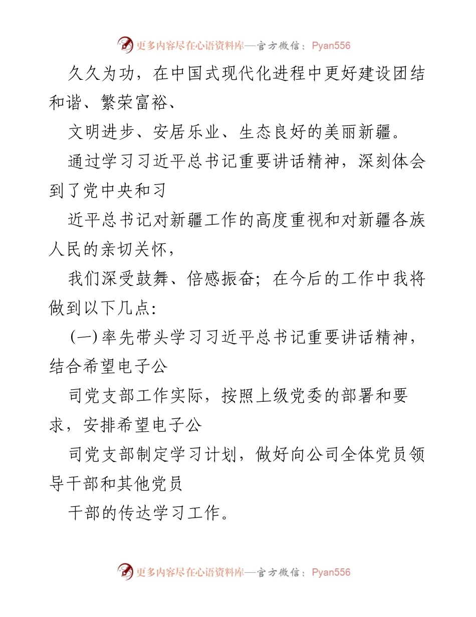[心得体会] 学习交流 - 深入学习习近平总书记重要讲话精神，推动新疆工作新发展.docx_第2页