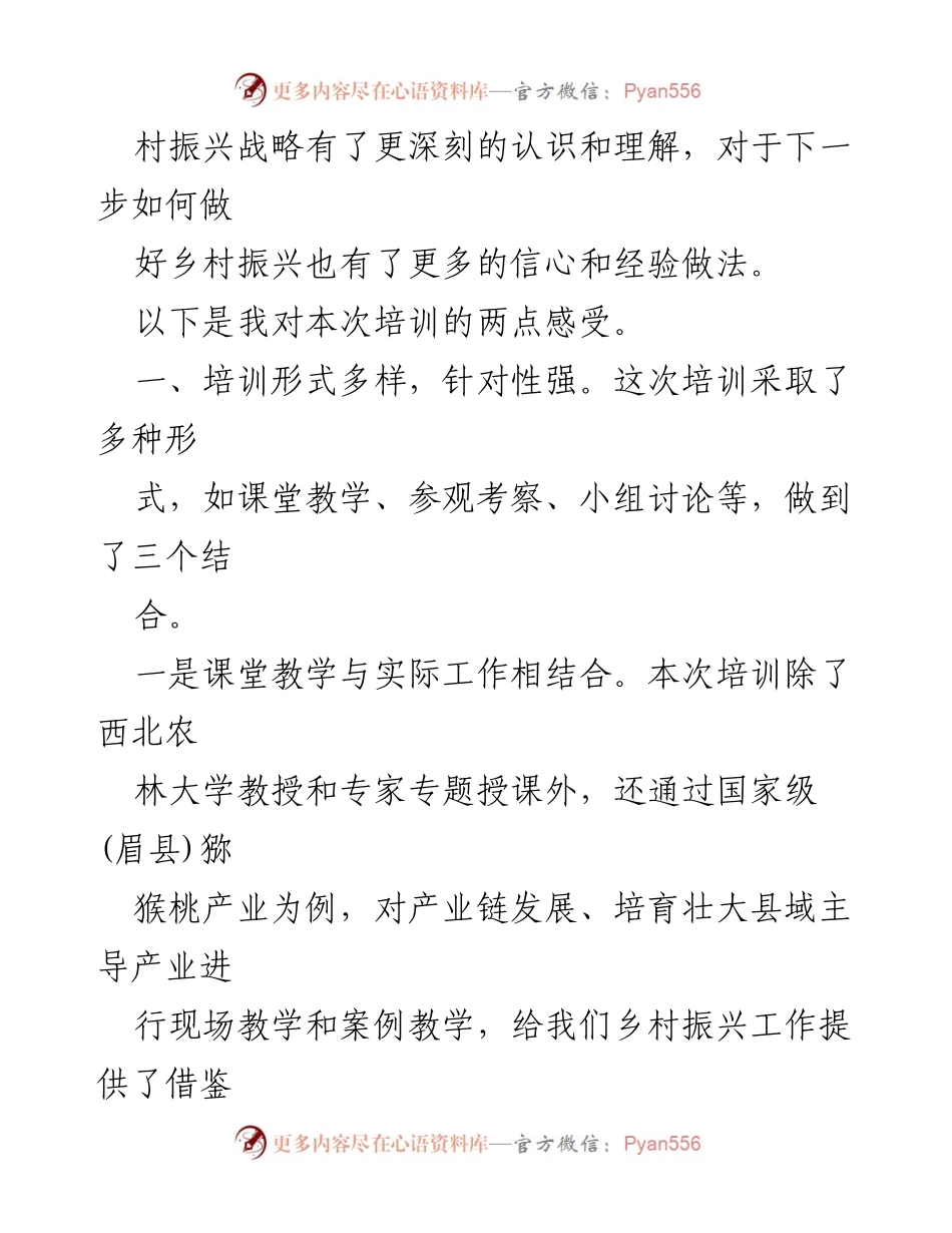 [心得体会] 培训班 - 深化乡村振兴战略的学习与实践.docx_第2页