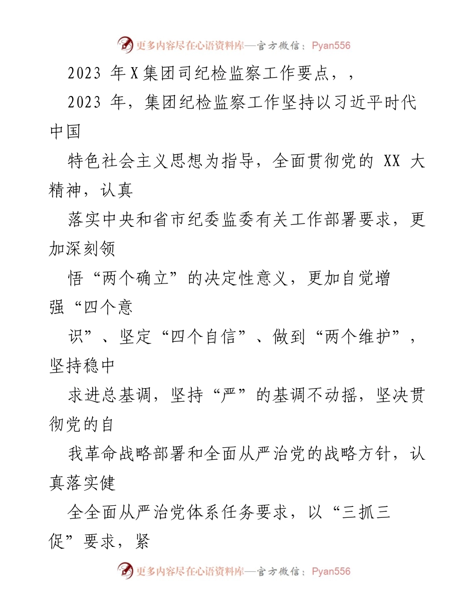 [工作要点] 纪检监察工作会议 - 2023年X集团纪检监察工作要点与反腐倡廉措施.docx_第1页