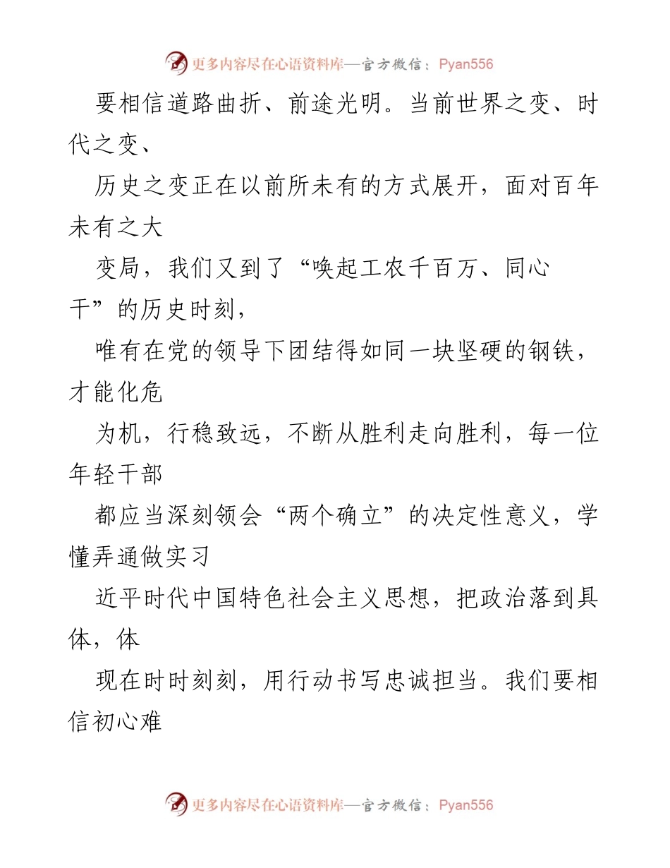 [心得体会] 培训班 - 年轻干部的信念与担当.docx_第2页